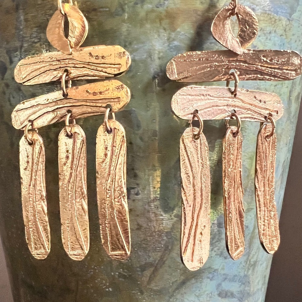 Lingua Nigua Building a Ladder 22kt Gold Plate Brass Drop Earrings‎